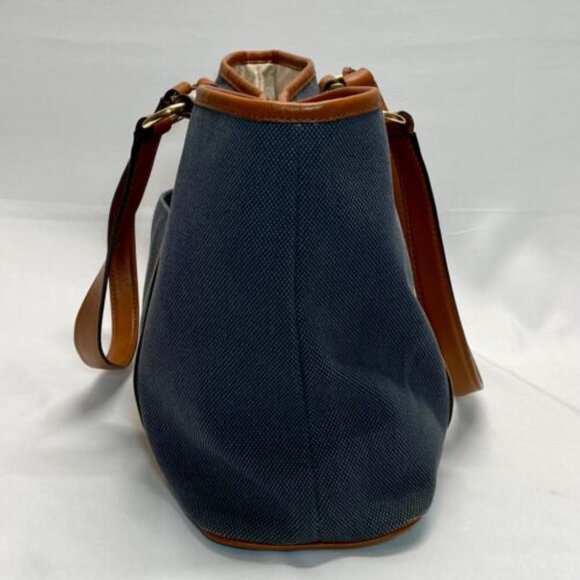 Michael Kors Canvas with Leather Trim Oversized Tote Denim & Brown Rare GUC - Picture 7 of 15